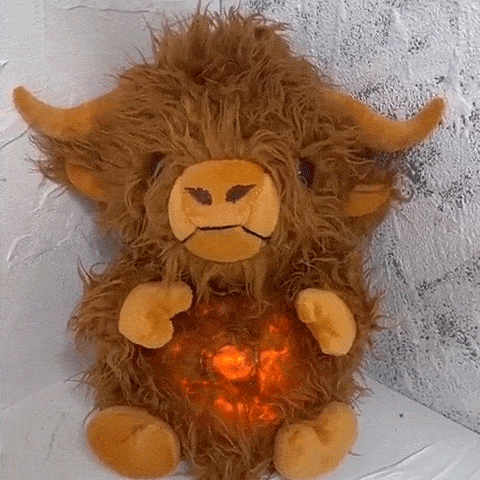 Soothing Breathing Highland Cow Stuffed Animal With Realistic Breathing Action and Lighted Music