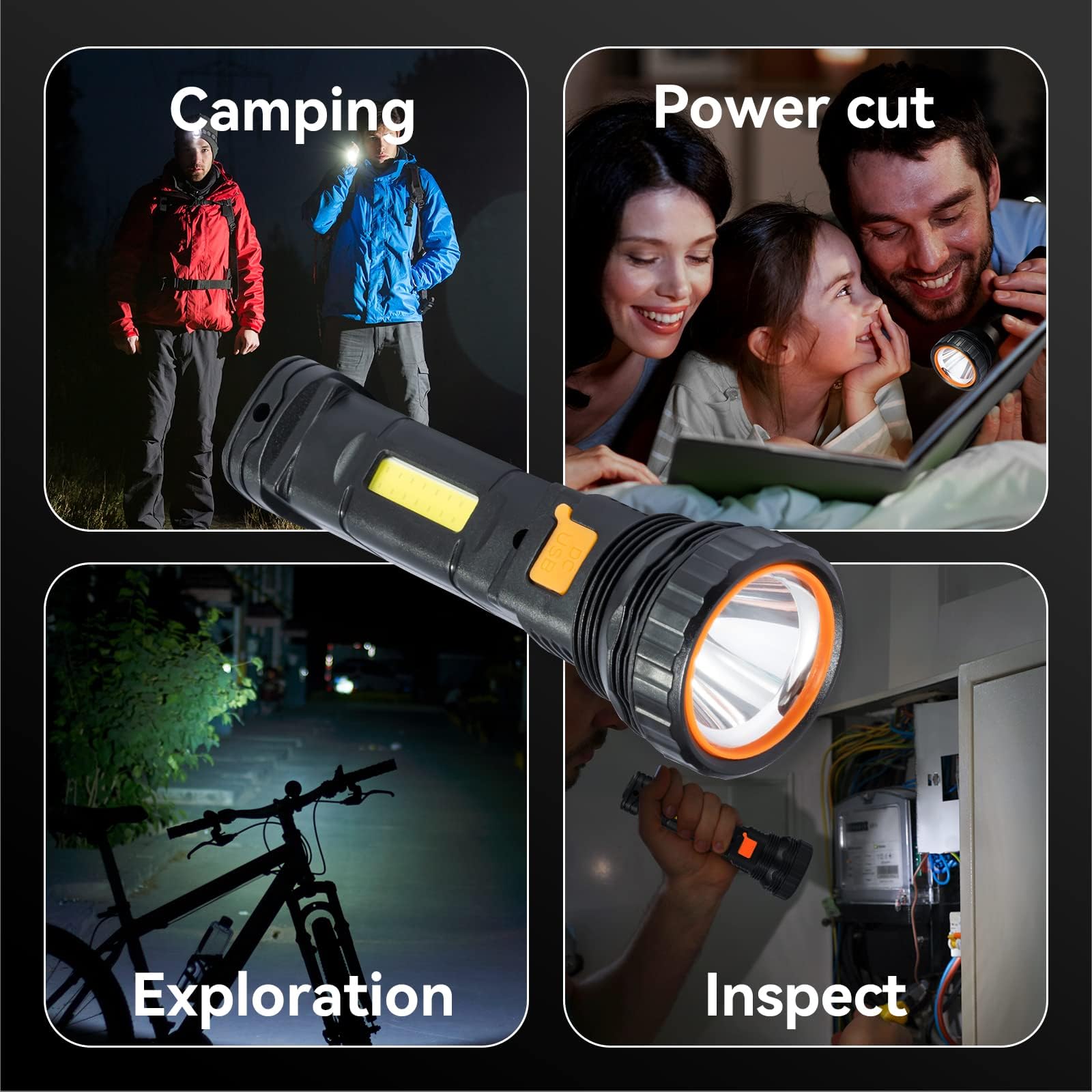 Solar/Rechargeable Multi Function LED Flashlight