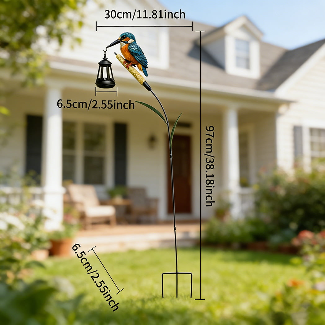 Kingfisher Solar Garden Stake Light with Reed Perch