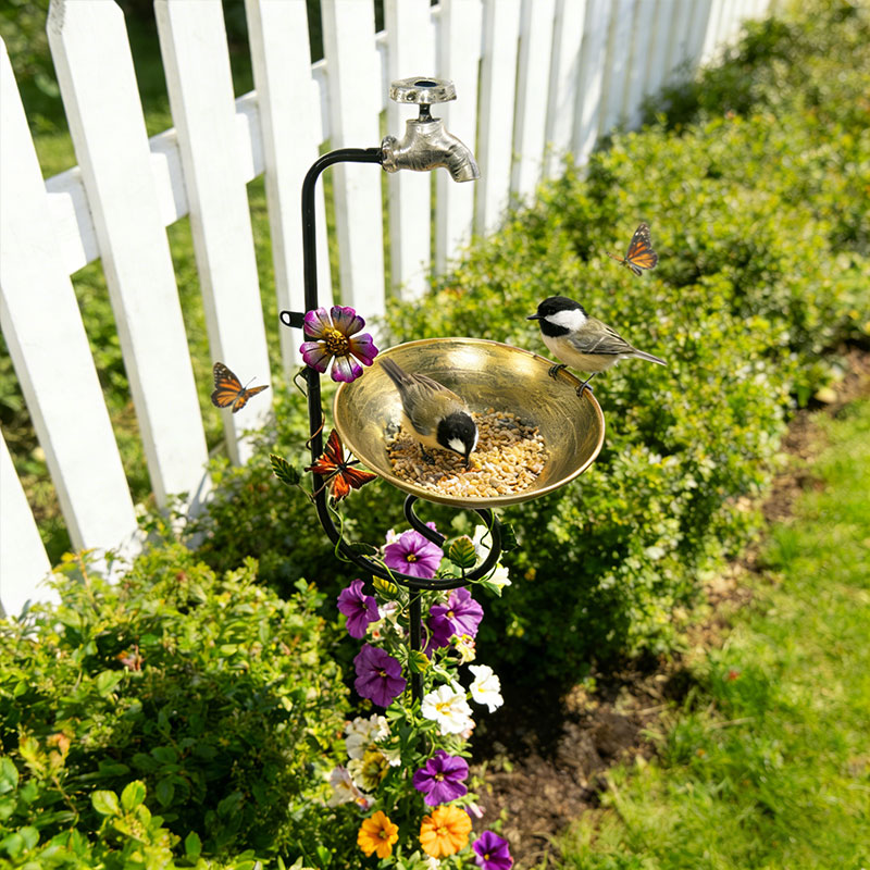 🐦 Faucet Bird Feeder & Bath – 3-in-1 Garden Stake Decor ✨