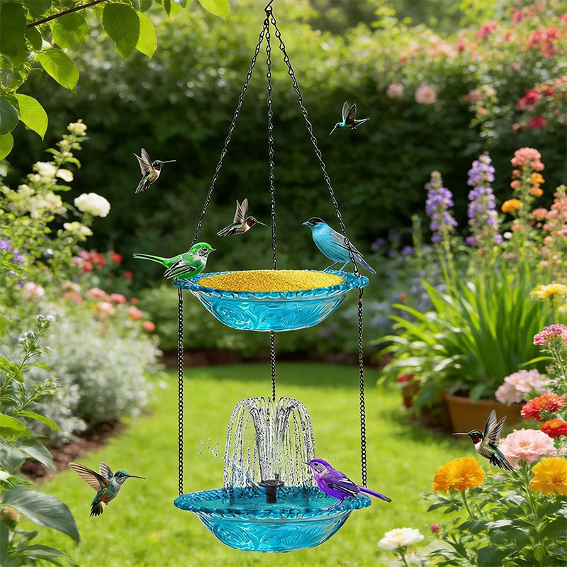 🐦 2-in-1 Hanging Bird Feeder & Bath with Fountain – Vibrant Garden Oasis ✨