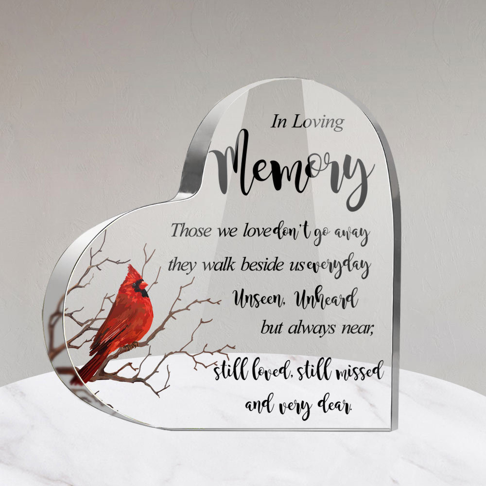 Cardinal Acrylic Heart Memorial