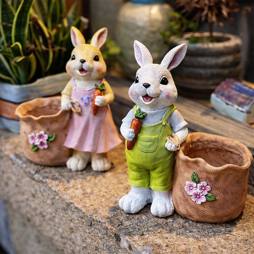 🐰🌸 Hand-Painted Easter Bunny Decor