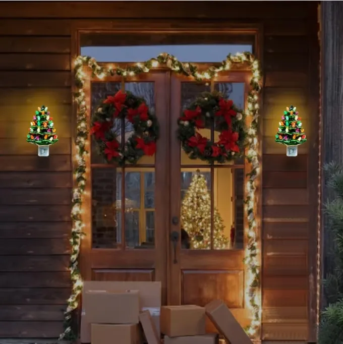 🎄Hand-Painted Christmas Ceramic Tree Night Light