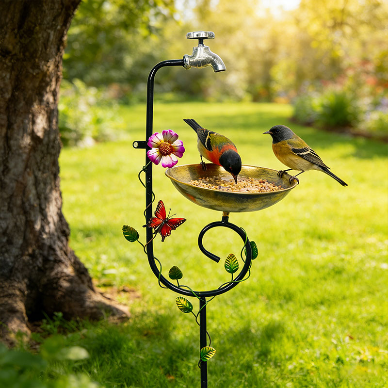 🐦 Faucet Bird Feeder & Bath – 3-in-1 Garden Stake Decor ✨