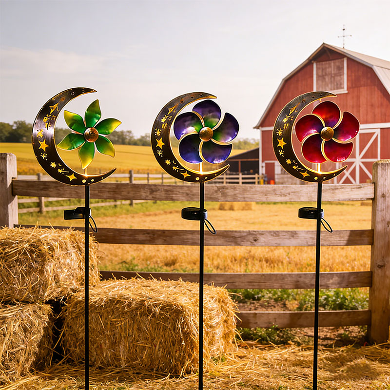 🌙 Moon & Flower Solar Windmill Light – Whimsical Garden Glow ✨