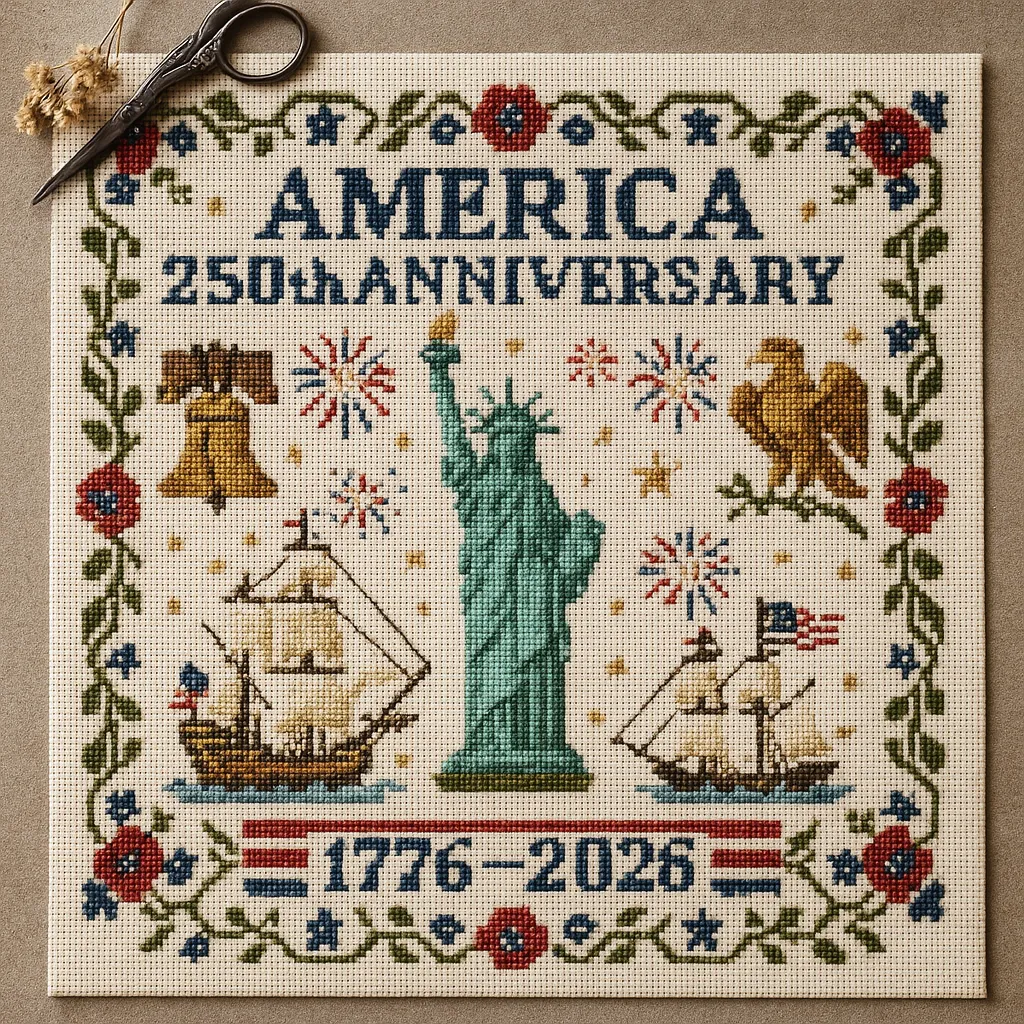 🎁US 250th Anniversary Cross Stitch Kit