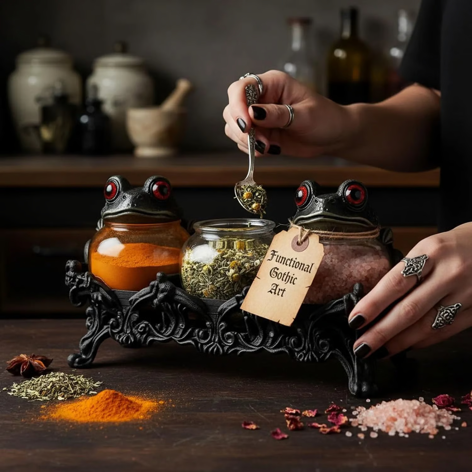 Handcrafted Witchy Frog Apothecary Spice Jars 🐸🧙