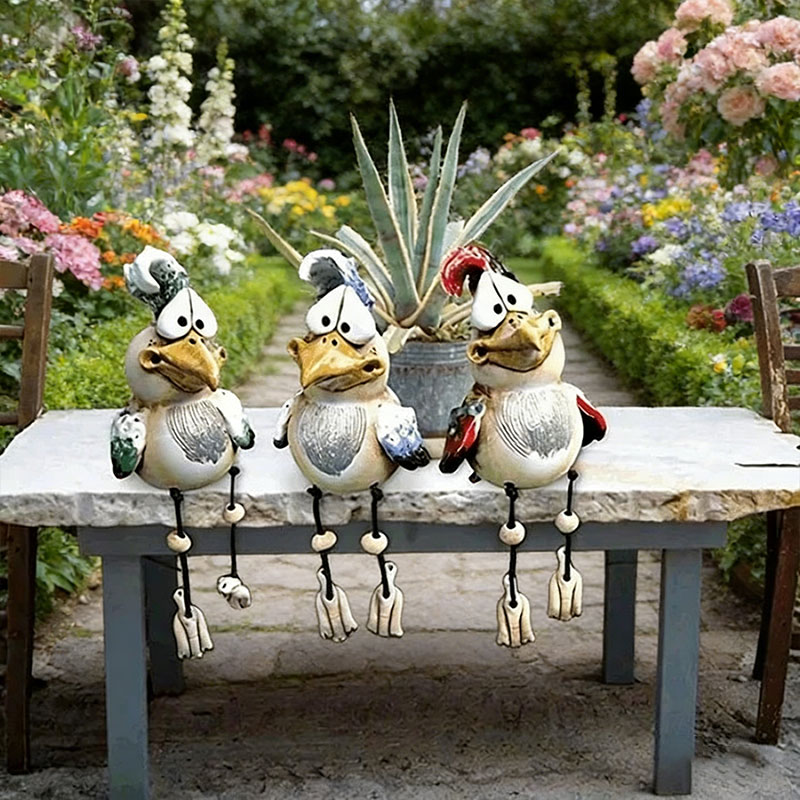 🐦 Whimsical Shelf Sitter Chicken Figurines – 3 Unique Styles ✨
