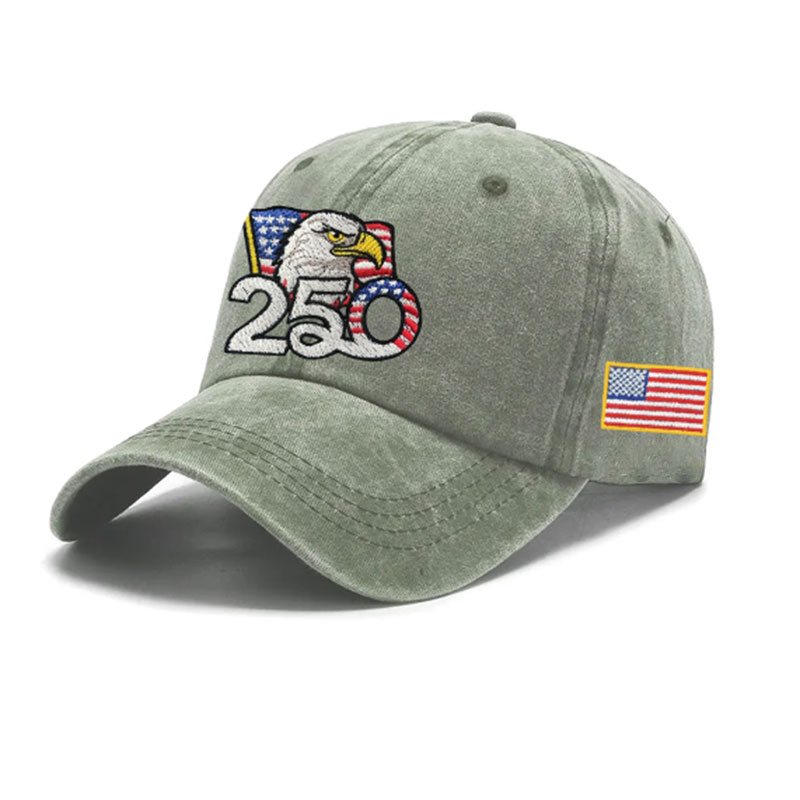 ✨✨250th Anniversary Washed Cap with Embroidered American Flag