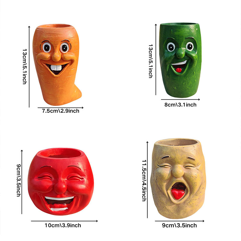 🥕 Funny Face Vegetable Planters – Whimsical Garden Decor 🌱✨