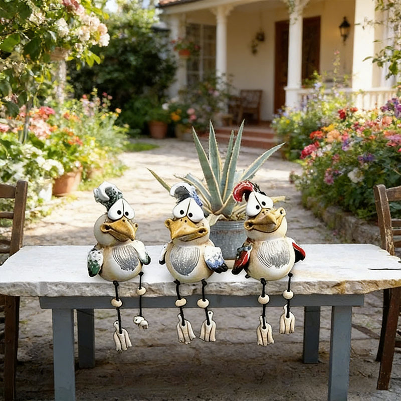 🐦 Whimsical Shelf Sitter Chicken Figurines – 3 Unique Styles ✨