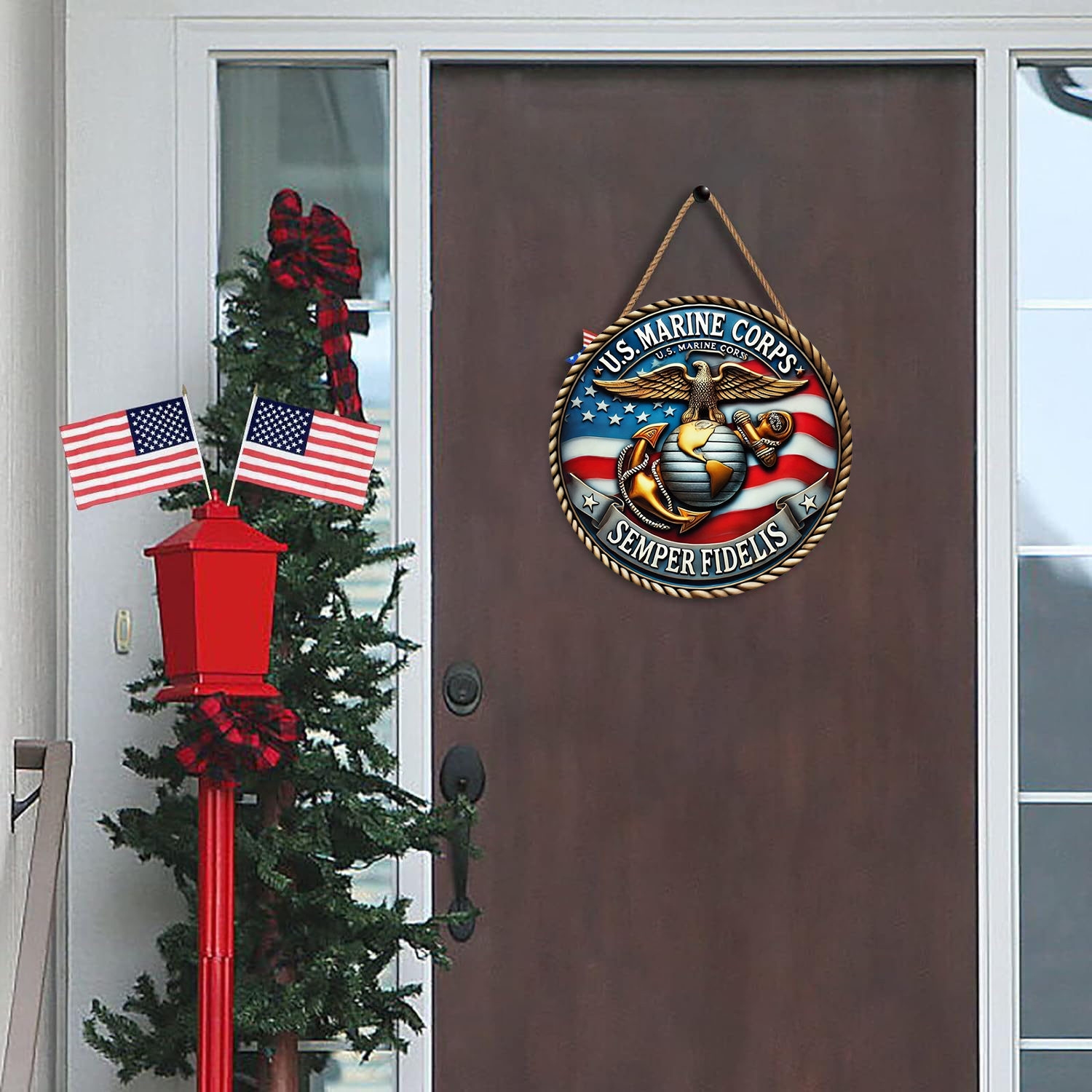  12” Patriotic Pride Door Wreath – Handcrafted Wooden 4th of July Sign for Home