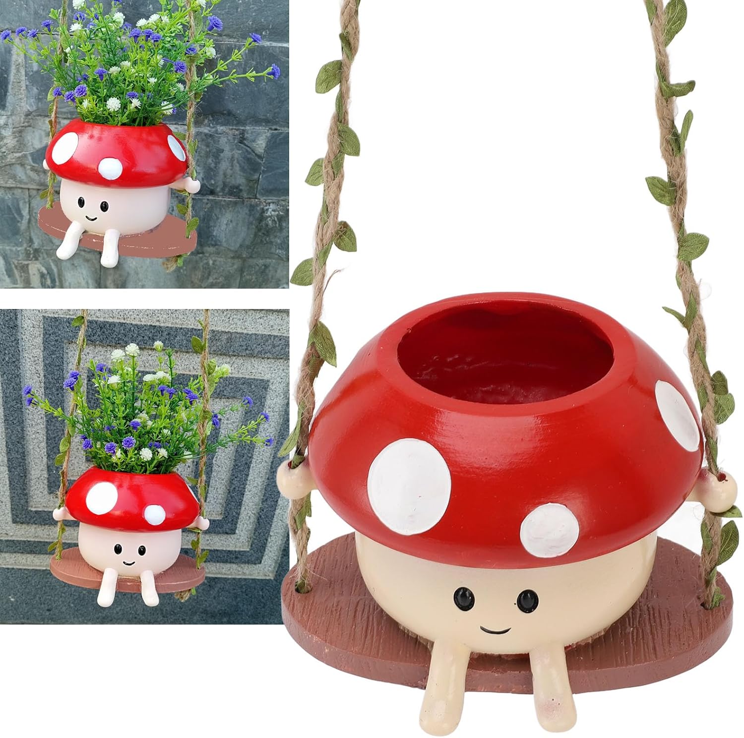 🍄 Whimsical Ceramic Mushroom Hanging Planters 🌼