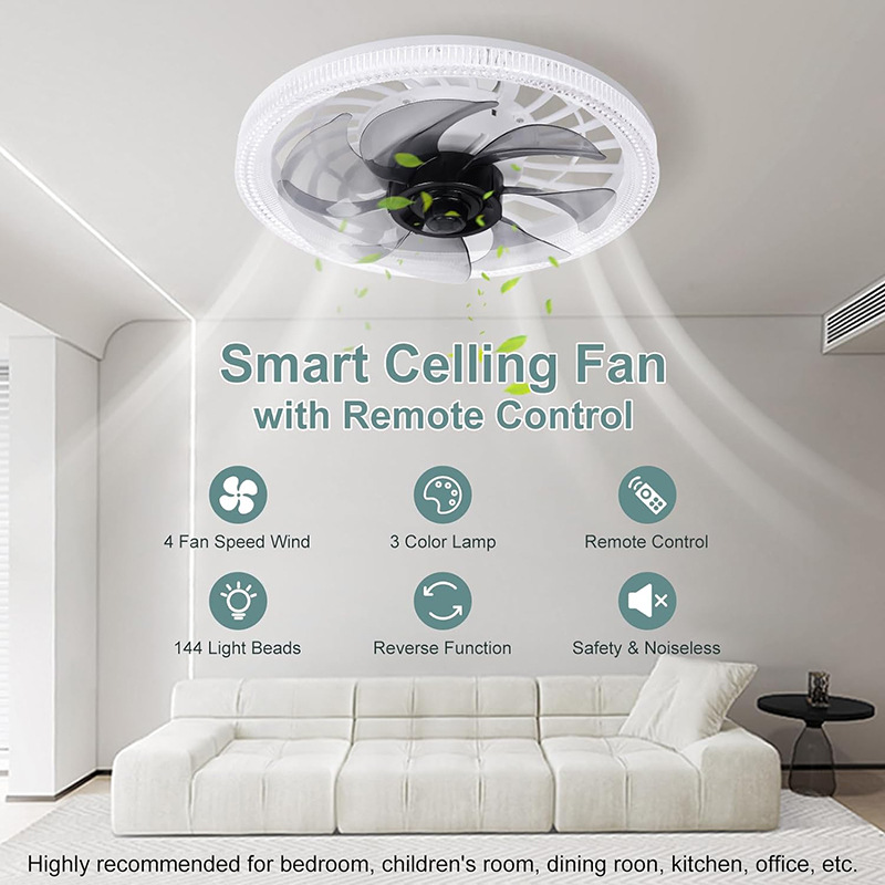 2-in-1 Silent Adjustable Fan Light for Bedroom with Remote Control light socket ceiling fan