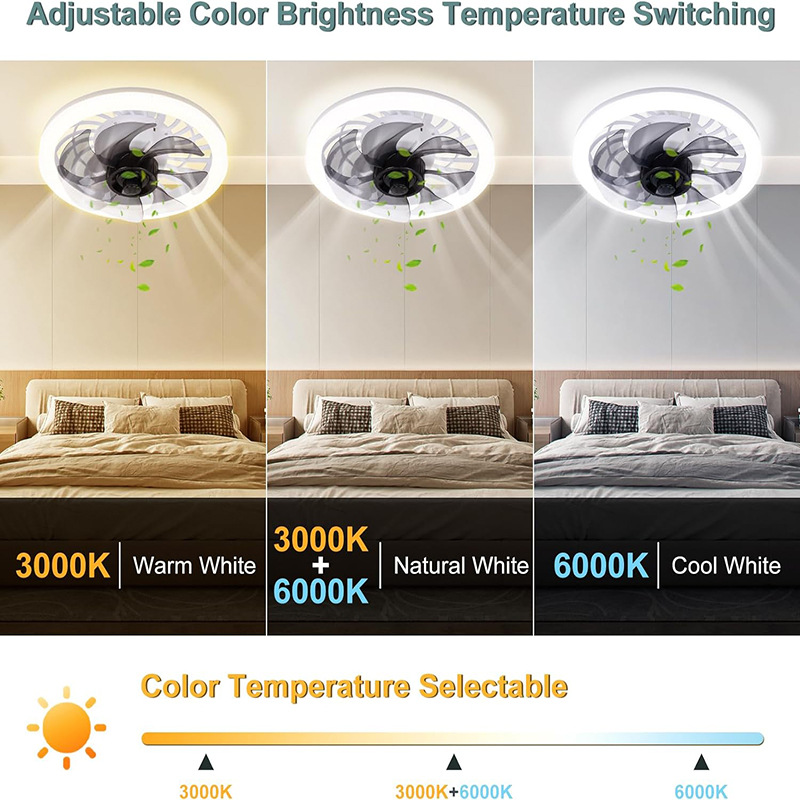 2-in-1 Silent Adjustable Fan Light for Bedroom with Remote Control light socket ceiling fan