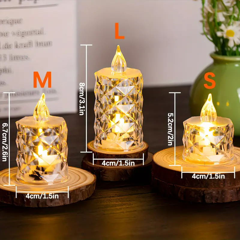 ON SALE🔥3pcs(S/M/L)/SET Crystal Flameless Candle Light