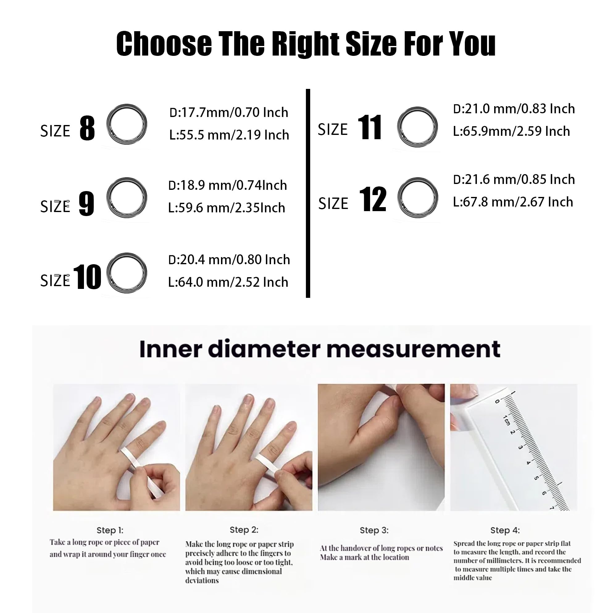 Color Screen Smart Health Ring for Women Men