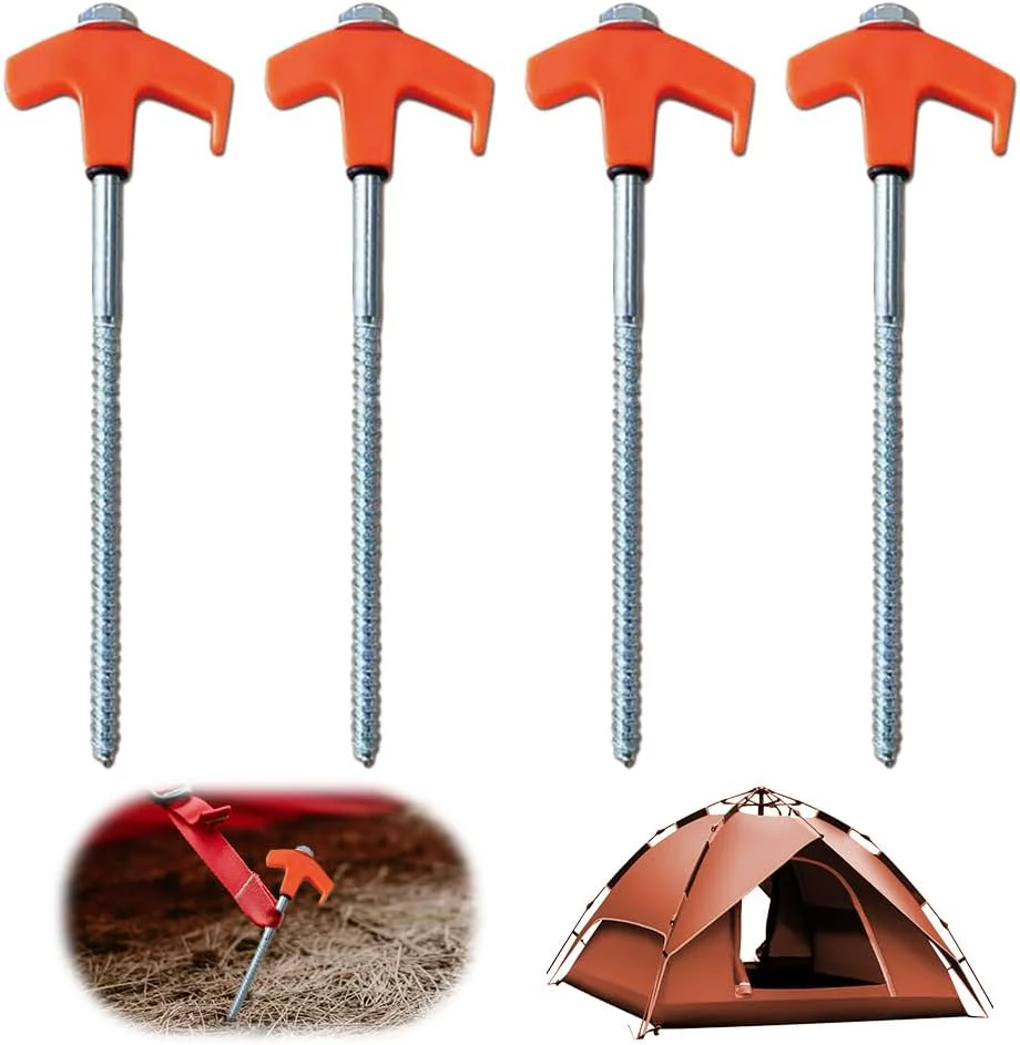 (🔥2024 Camping HOT SALE 50% OFF) 8" Screw in Tent Stakes - Ground Anchors Screw in