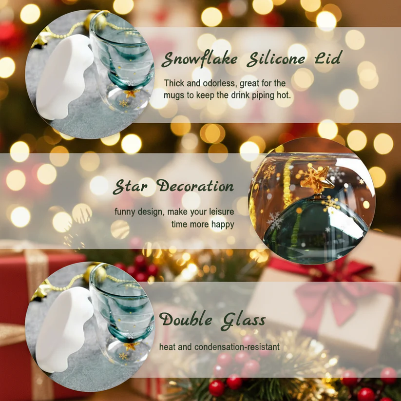 🎄☕ Christmas Snowflake Glass Mug ☕🎄