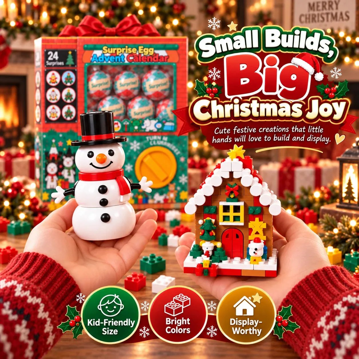 Christmas mini builds including snowman and gingerbread house