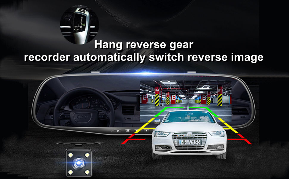 1080P Mirror Dash Cam Backup Camera