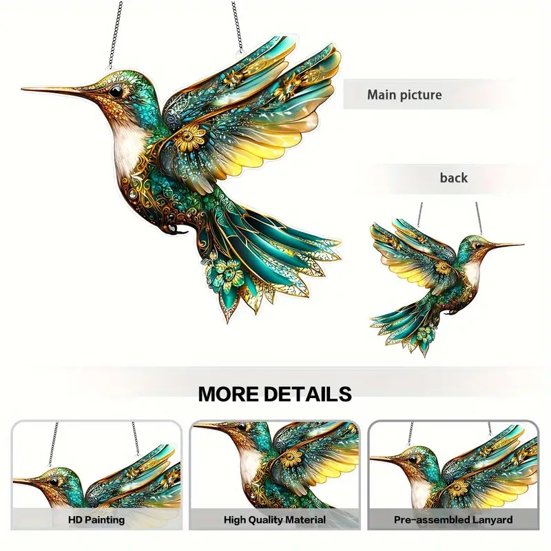 1  hummingbird acrylic suncatcher 8 x8 plastic window hanging sun catcher housewarming gift holiday theme decor for home garden details 2