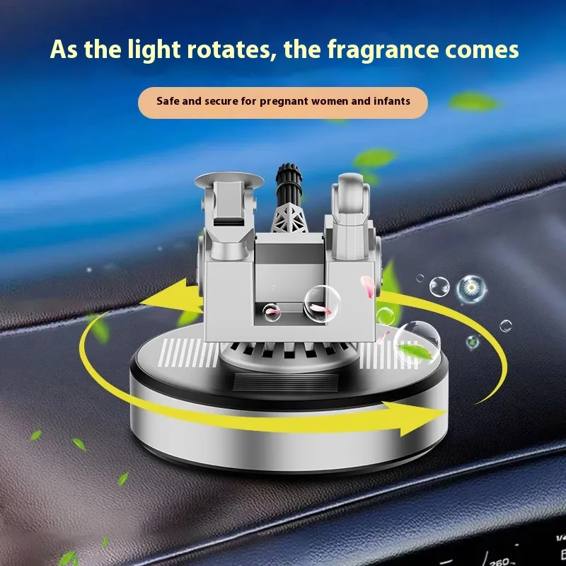 Solar Rotating Radar Rocket Launcher Car Decoration