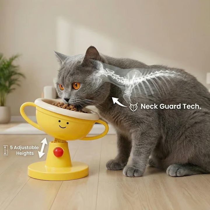 Adjustable Elevated Cat Bowl & Small Pet Feeder