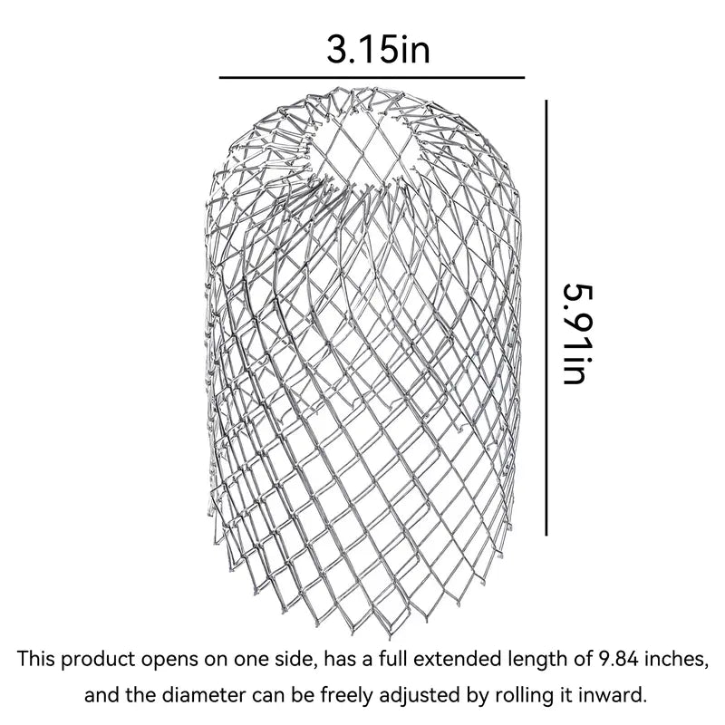 Expandable gutter strainer dimensions and adjustable open edge mesh