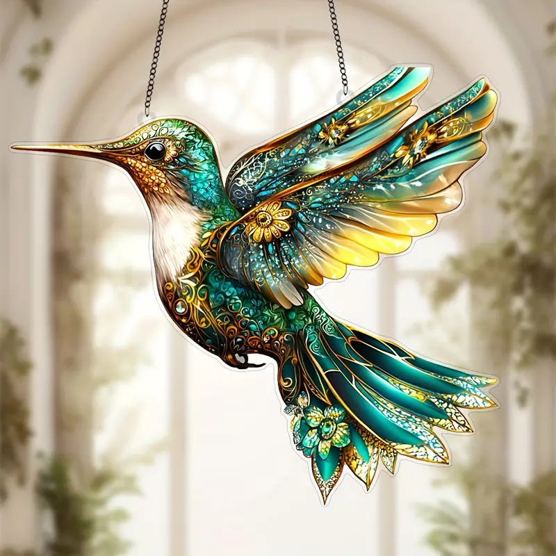 1  hummingbird acrylic suncatcher 8 x8 plastic window hanging sun catcher housewarming gift holiday theme decor for home garden details 3