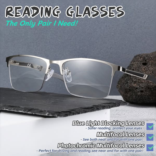 MEN'S RETRO HALF-FRAME ANTI-BLUE LIGHT READING GLASSES