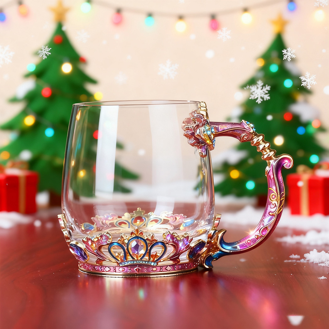 [Copy]Flower Teacup Transparent Glass Teacup With Spoon and Lid