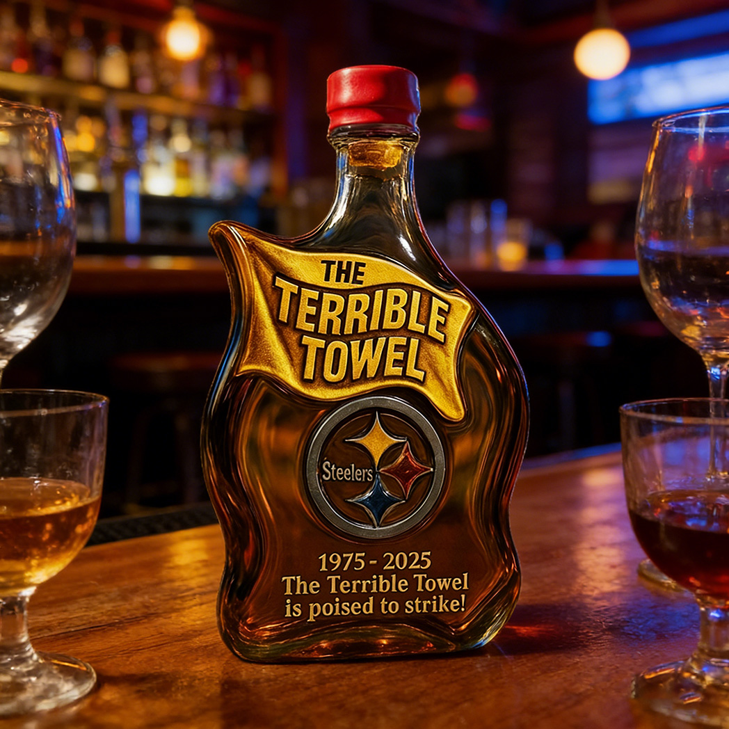 The Terrible Towel 1975–2025 Anniversary Whiskey Bottle