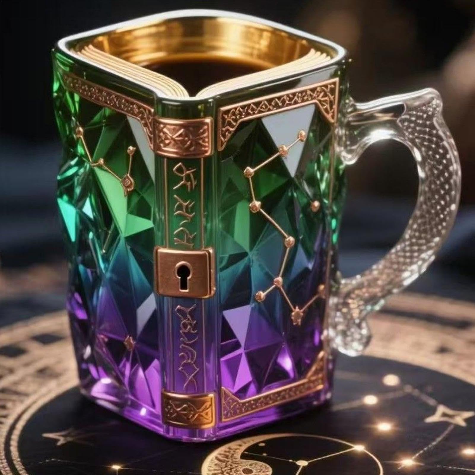 3D Painted Mysterious Book Glass Coffee Mug
