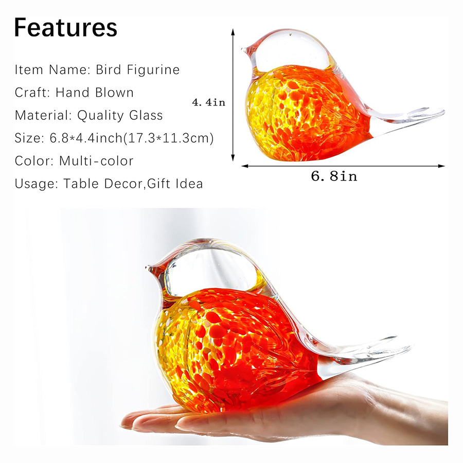 Hand Blown Glass Bird Statue