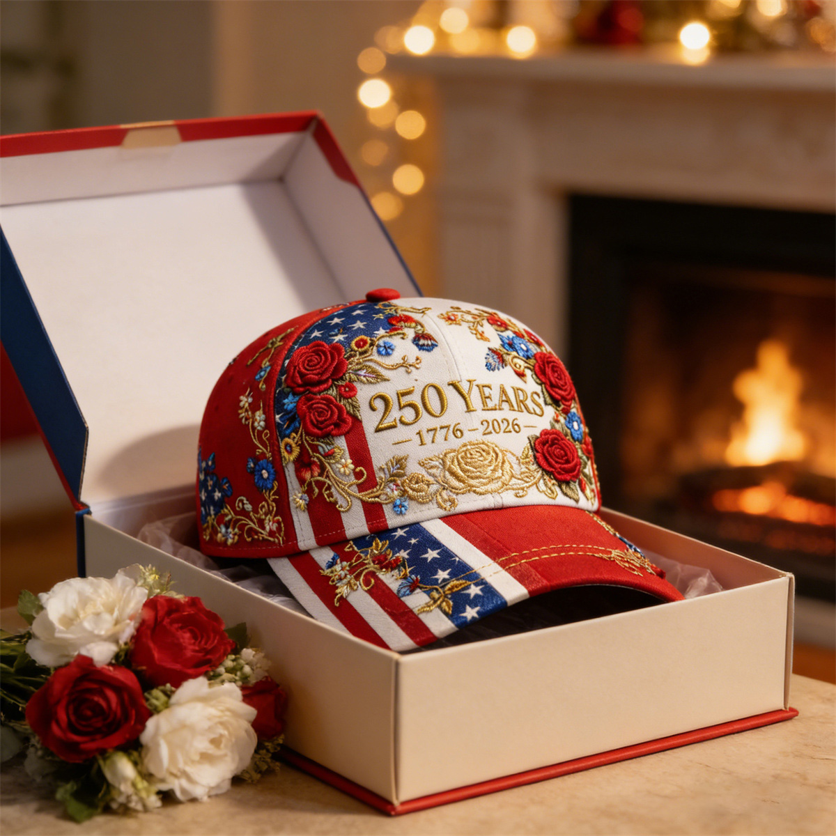 USA 250th Anniversary Embroidered Baseball Cap