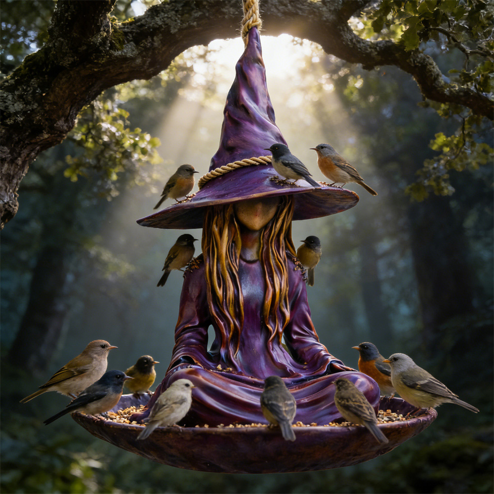 🧙‍♀️Meditating Witch Garden Bird Feeder