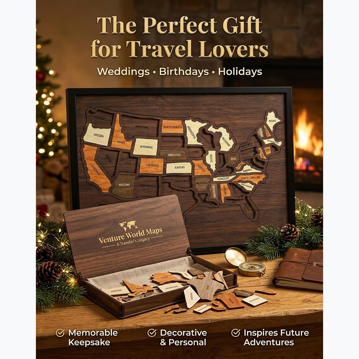 🔥49% OFF - 🧩US Wooden USA Travel Map Puzzle - A Stylish Way to Track Your Journey & Memories