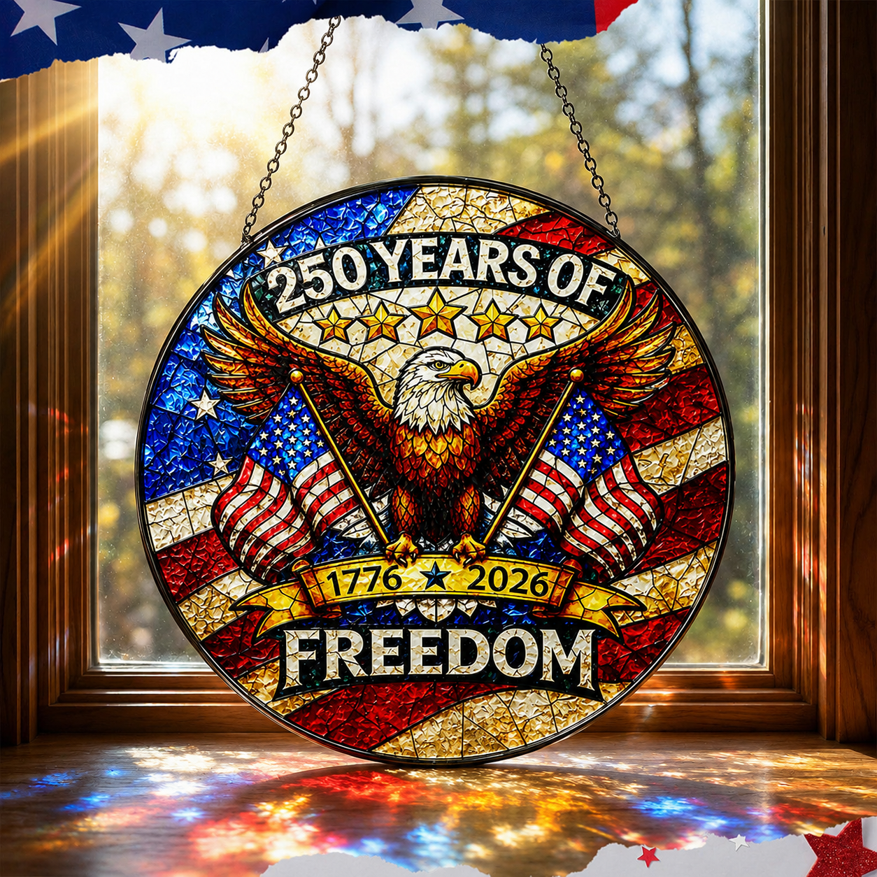 ✨ 250th Anniversary Patriotic Stained Glass Suncatcher