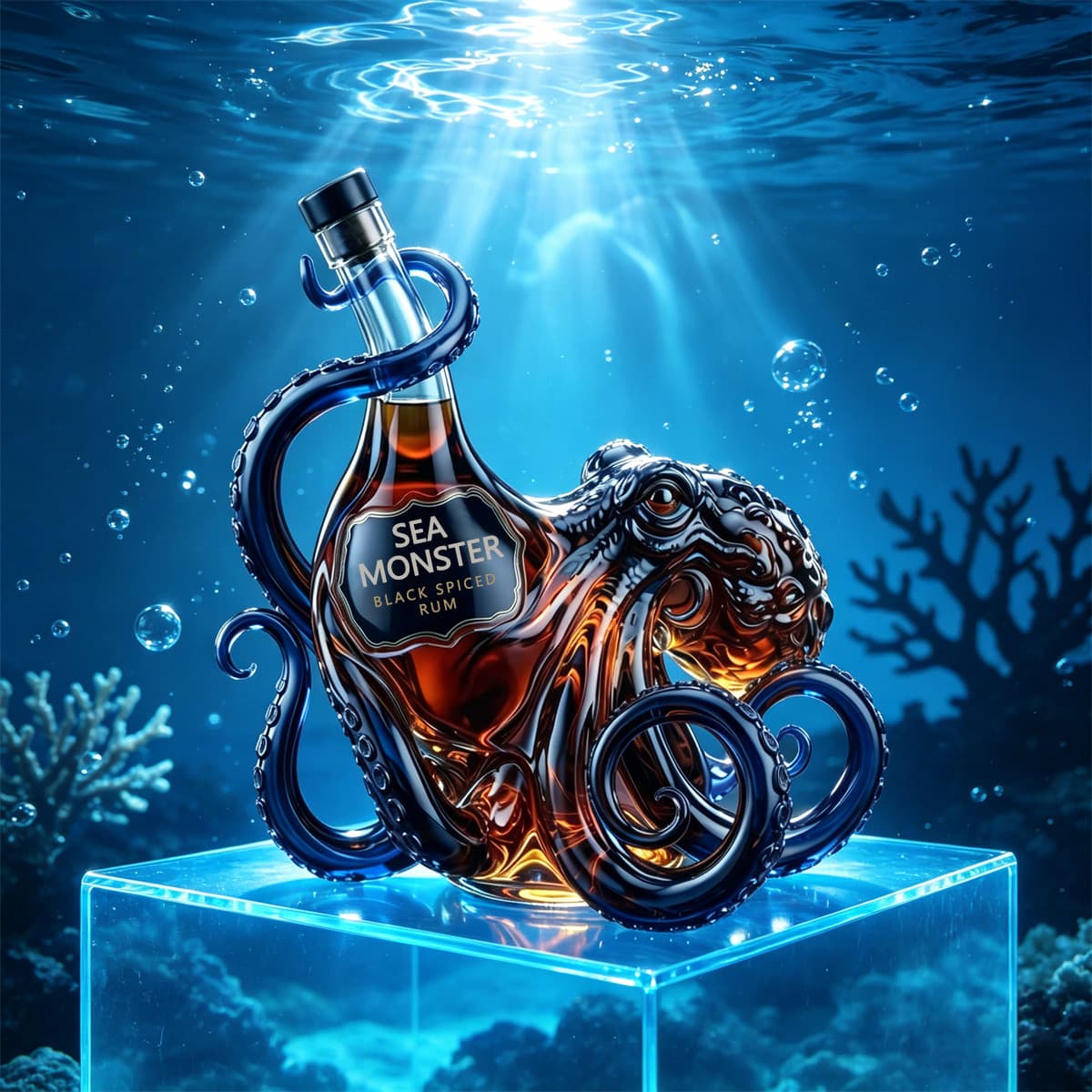 Sea Monster Black Spiced Rum Bottle