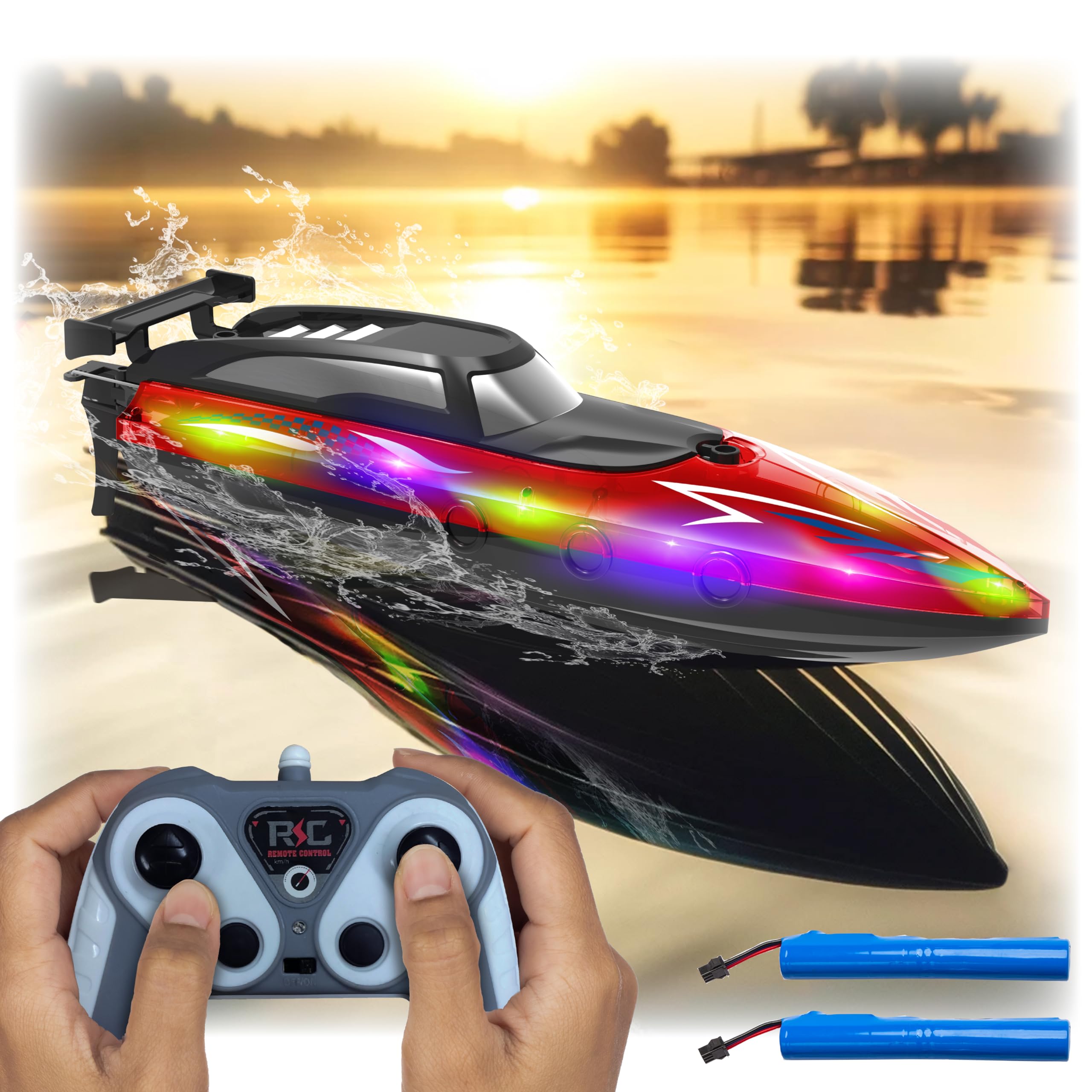 LED Light Remote Control Racing Boat, Suitable For Pools And Lakes