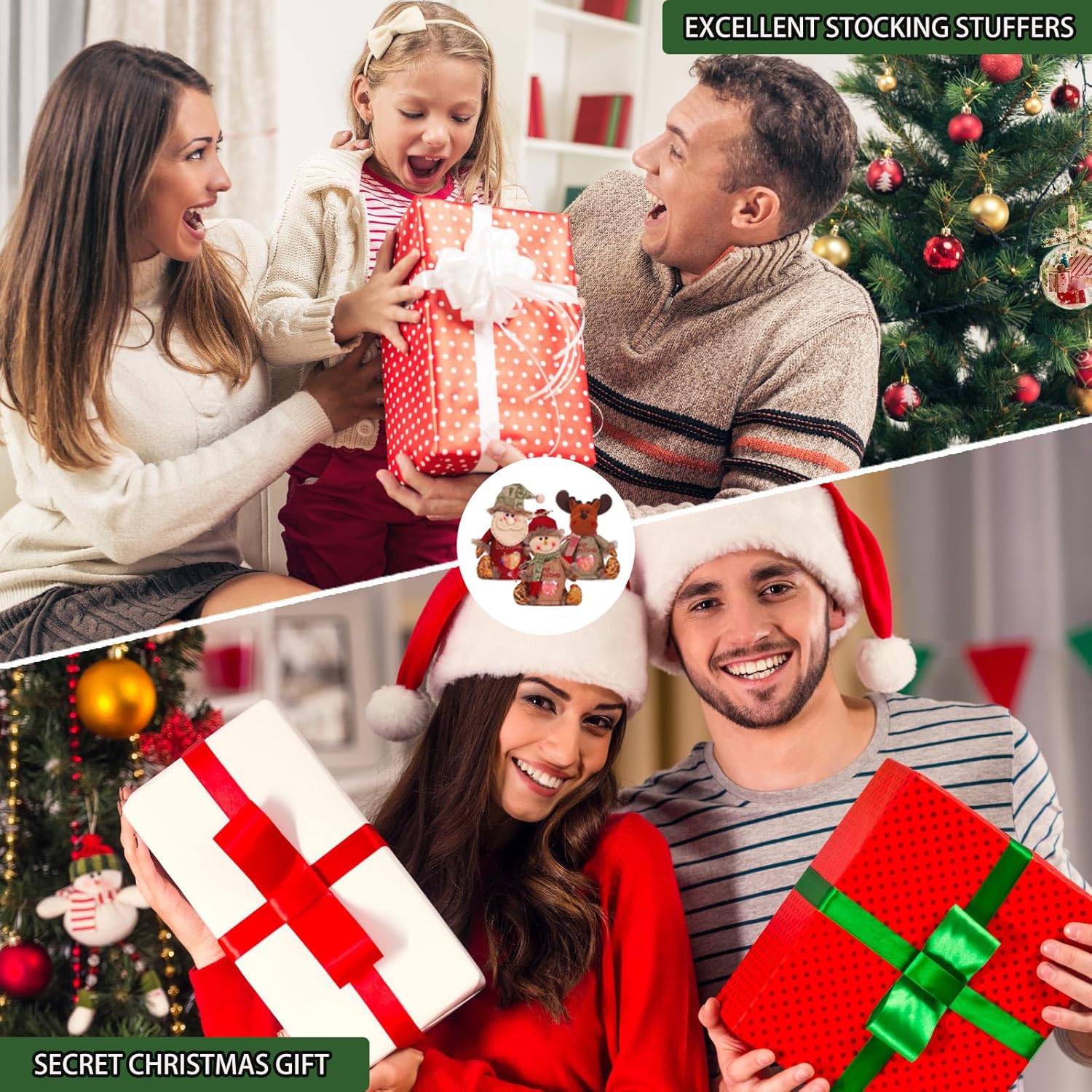 3pcs Christmas Gift Bags Zipper Design