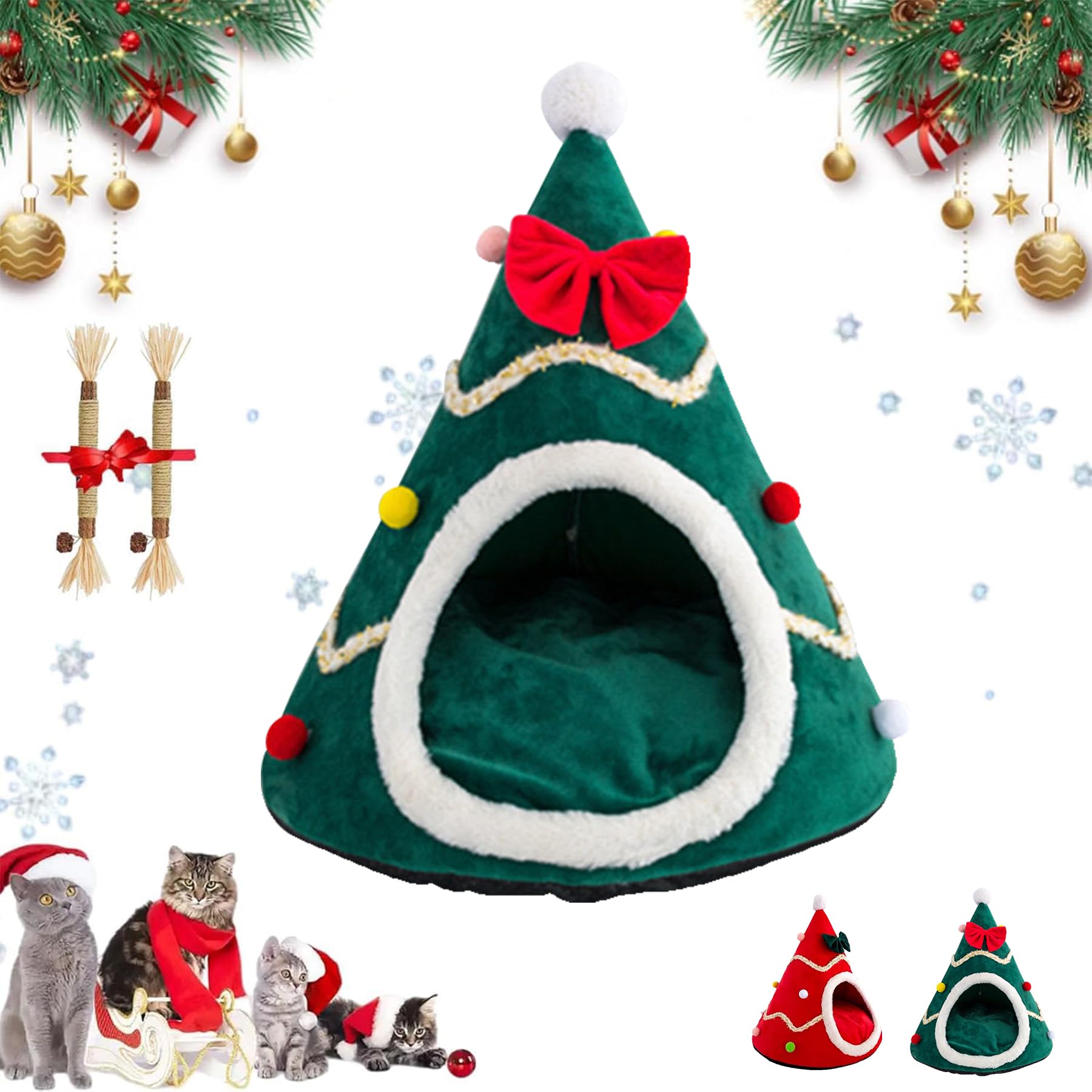 Christmas Tree Cat House Cave Cat Sleeping Bed