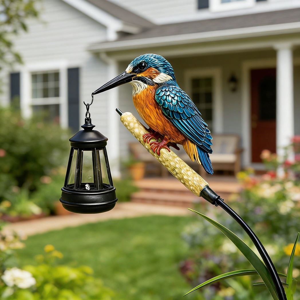 Kingfisher Solar Garden Stake Light with Reed Perch