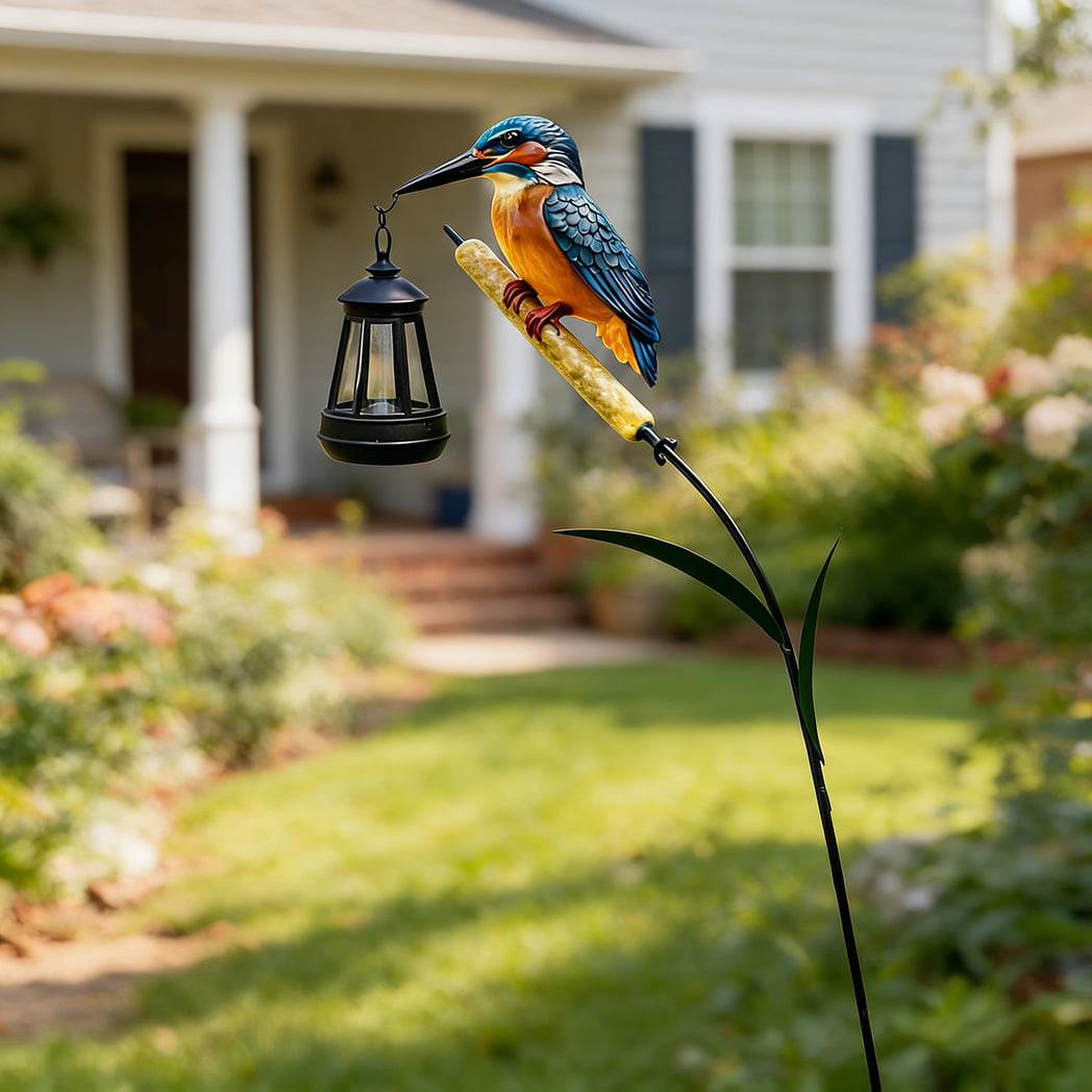 Kingfisher Solar Garden Stake Light with Reed Perch