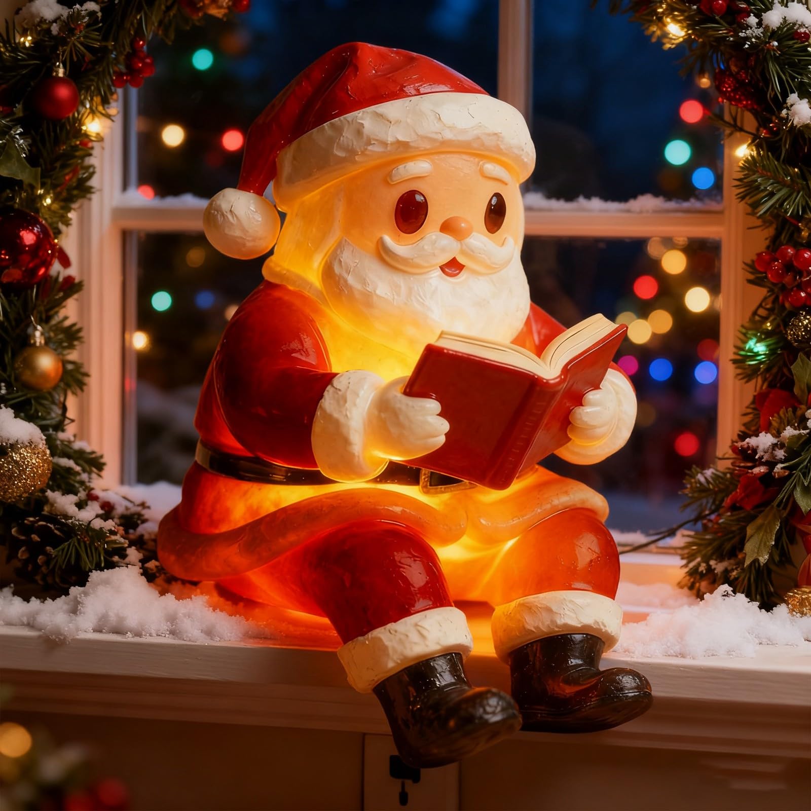 Santa Claus Reading Book Lamp Decorative