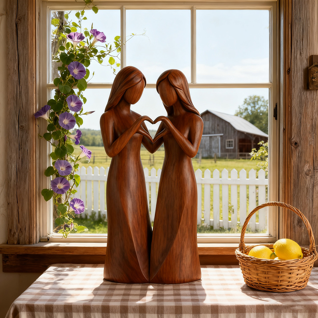 💖🔥LAST DAY 49 % OFF👩🏻‍🤝‍👩🏻Sisters by My Side, Celebrates Friendships Three Sisters Wooden Sculpture