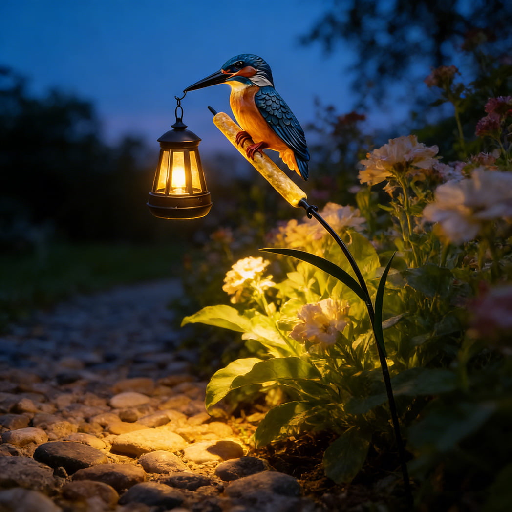 Kingfisher Solar Garden Stake Light with Reed Perch