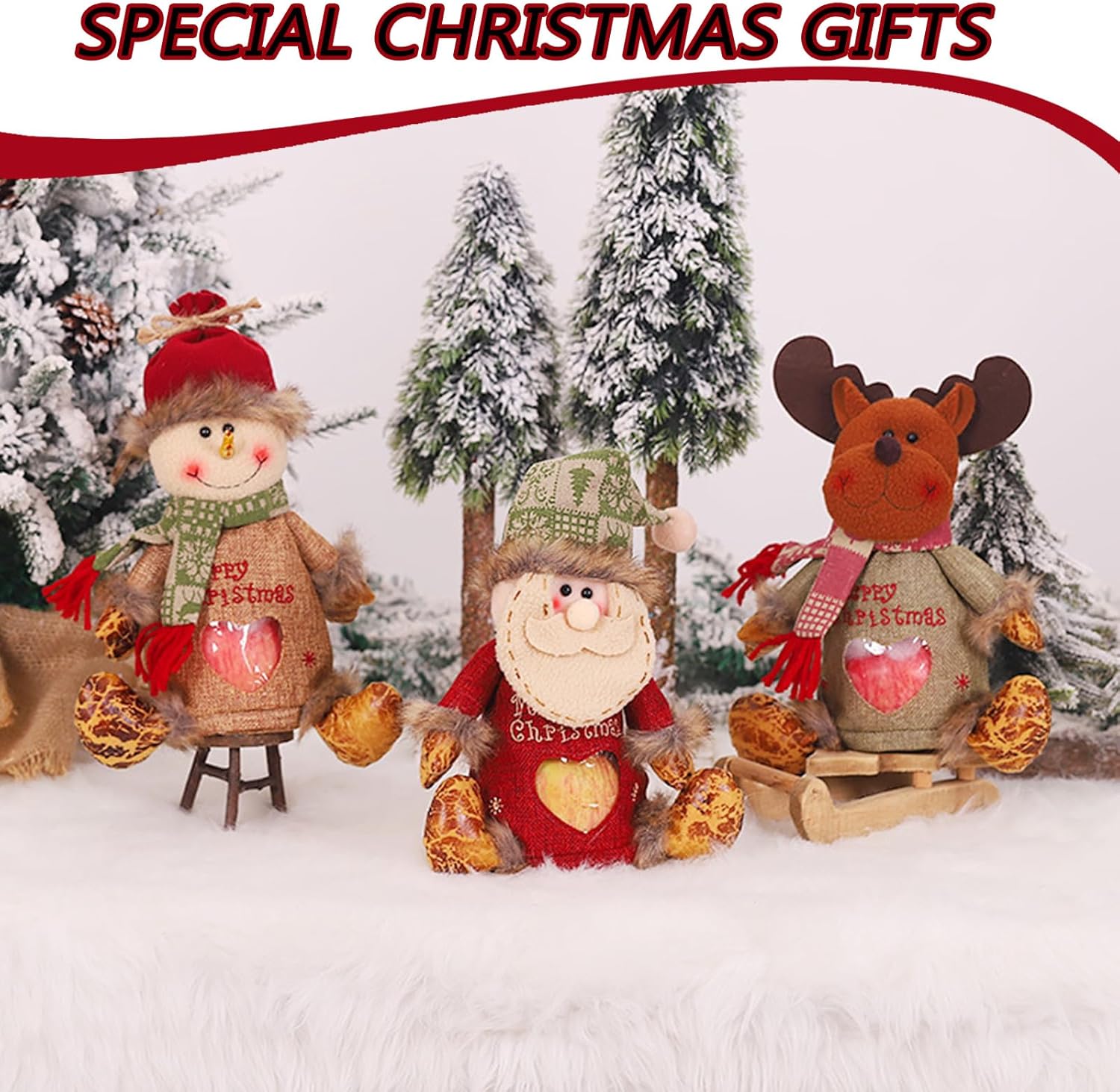 3pcs Christmas Gift Bags Zipper Design